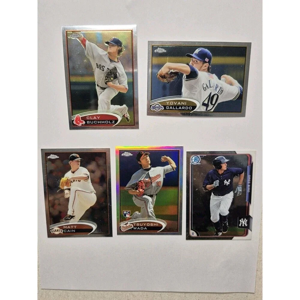 Lot of five 2012 Topps Chrome baseball cards.Includes:Tsuyoshi Wada Refractor